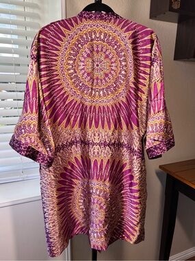 Vintage Oscar de la Renta for Neiman Marcus satin mandala kimono robe, size M